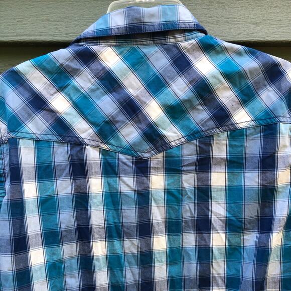 Urban Pipeline Blue Plaid Long Sleeve Button Down Shirt Medium - Picture 6 of 7